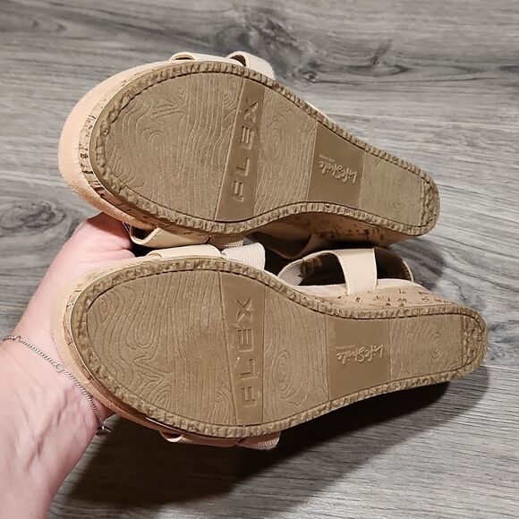 NWOT Lifestride Soft System Flex Stretch Bone Mexico Wedge Sandals - Picture 6 of 9